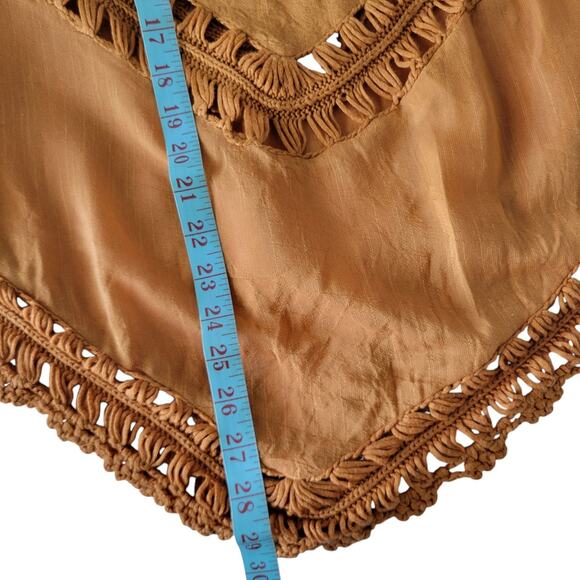 Rust Yellow Crochet Blouse Tunic Top Boho Festival Western Cowgirl SM - Picture 8 of 11